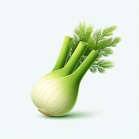 Fresh fennel isolated on white background. Vector realistic illustration.のイラスト素材