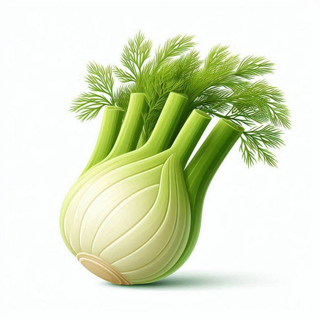Fennel bulb isolated on white background. Vector realistic illustration.のイラスト素材