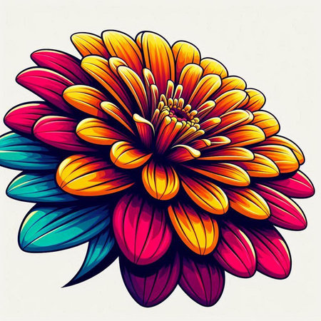 Colorful dahlia flower on white background. Vector illustration.のイラスト素材
