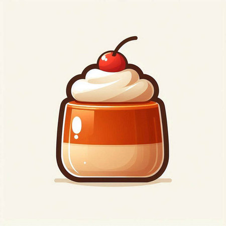 Cup of coffee with whipped cream and cherry. Vector illustration.のイラスト素材