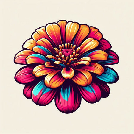 Colorful dahlia flower. Vector illustration for your design.のイラスト素材