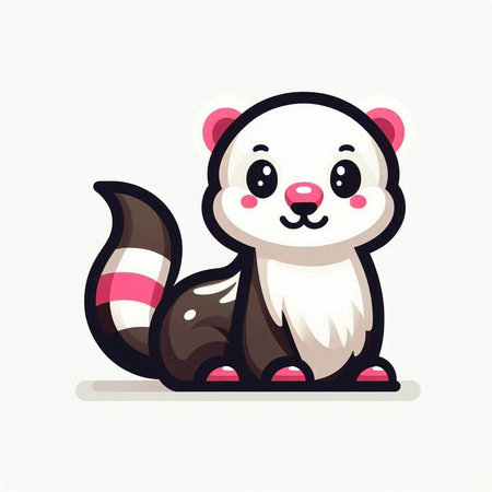 Cute cartoon skunk. Vector illustration isolated on white background.のイラスト素材
