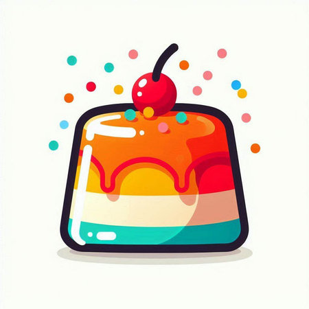 Piece of cake with a cherry on top. Vector illustration.のイラスト素材