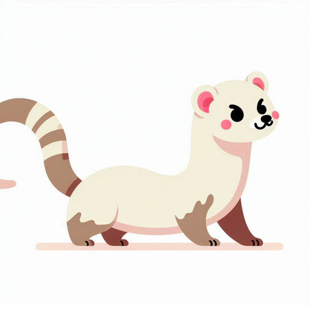 Cute ferret isolated on a white background. Vector illustration.のイラスト素材