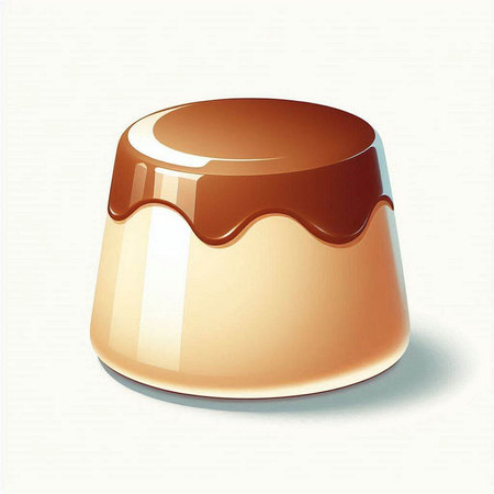 Illustration of a caramel pudding on a white background with a shadowのイラスト素材
