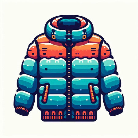 Vector illustration of a winter jacket isolated on a white background. Cartoon style.のイラスト素材