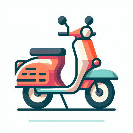 Colorful scooter icon, vector illustration. Flat style design.のイラスト素材