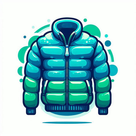 Vector illustration of a blue winter jacket on a white background. Cartoon style.のイラスト素材