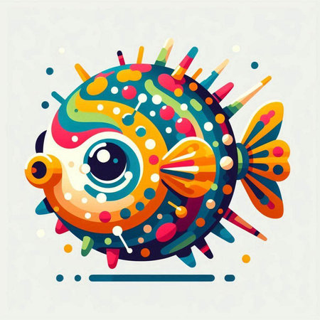 Colorful vector illustration of cute cartoon fish. Childish style.のイラスト素材