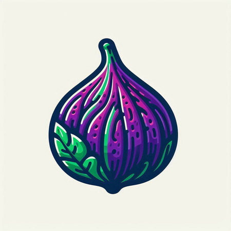 Figs fruit logo. Vector illustration of a fig with leaves.のイラスト素材