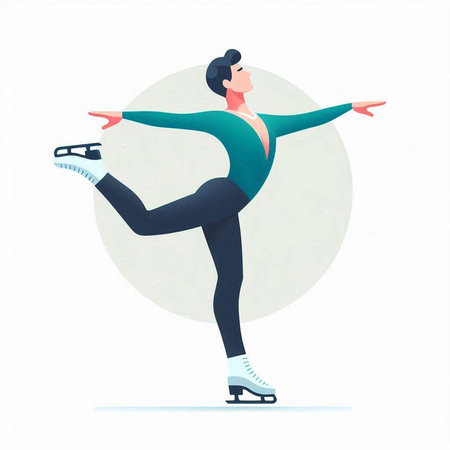 Figure skating. Woman figure skater. Winter sport. Vector illustration.のイラスト素材