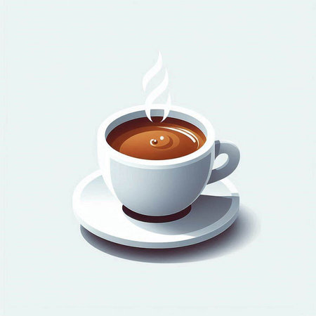 Coffee cup with saucer on a white background. Vector illustration.のイラスト素材