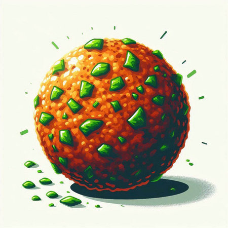 Illustration of a red sphere with holes and green leaves on a white backgroundのイラスト素材