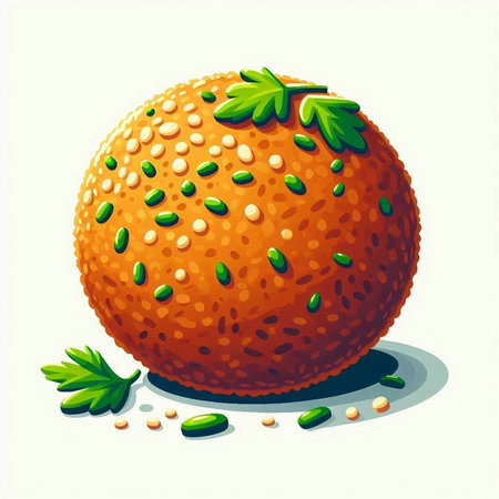 Illustration of an orange with seeds and parsley on a white backgroundのイラスト素材