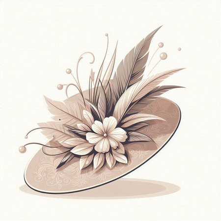 Illustration of a stylized hat with flowers on a white backgroundのイラスト素材