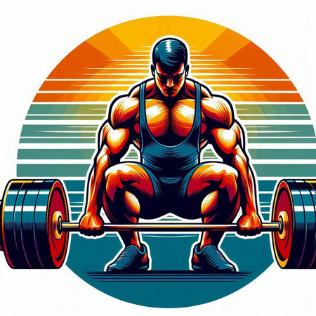 Bodybuilder lifting a barbell. Vector illustration of a bodybuilder lifting a barbell.のイラスト素材