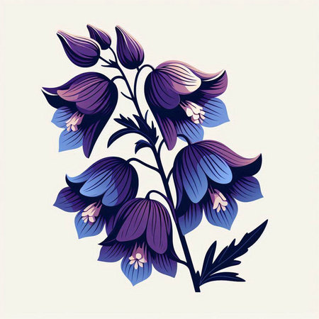 Illustration of a bluebell on a white background with space for textのイラスト素材