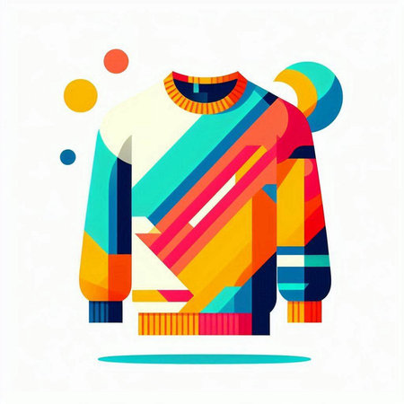 Colorful sweater on white background. Vector illustration in flat style.のイラスト素材