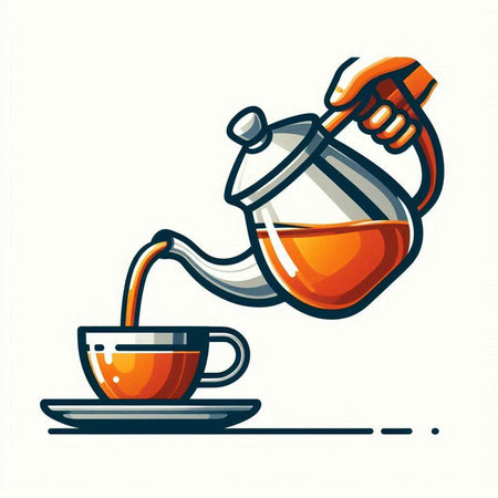 Vector illustration of a cup of coffee and a teapot.のイラスト素材