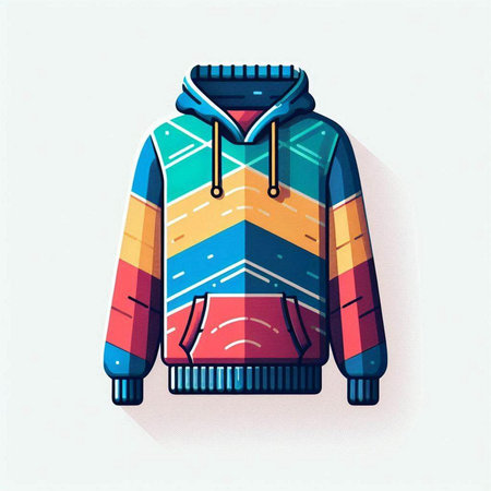 Colorful winter jacket with hood. Winter clothing for cold weather.のイラスト素材