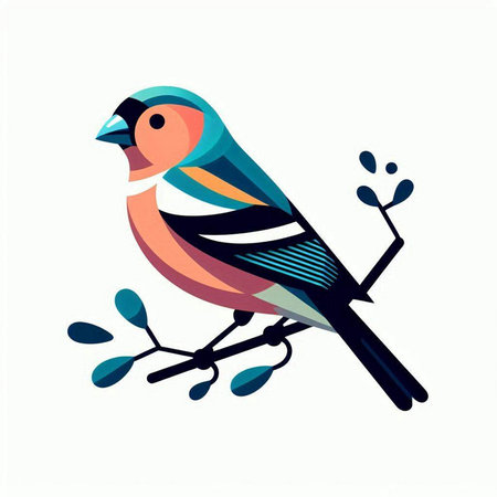 Vector illustration of a cute bullfinch sitting on a branch.のイラスト素材