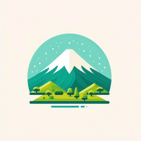 Mountain and forest in flat style. Vector illustration of mountain and forest.のイラスト素材
