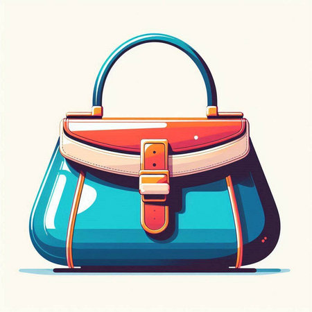 Handbag vector illustration in retro style. Isolated on white background.のイラスト素材