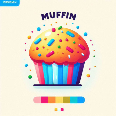 Cupcake vector illustration. Colorful cupcake with sprinkles.のイラスト素材