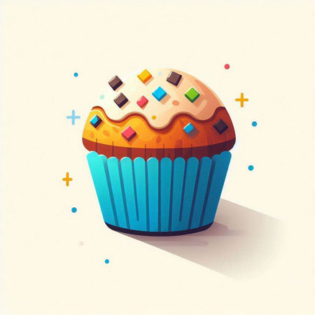 Cupcake icon in flat style. Vector illustration for your designのイラスト素材