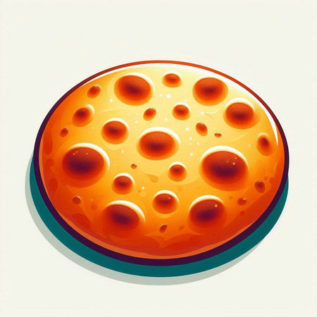 Illustration of a round pizza on a white background. Vector illustrationのイラスト素材