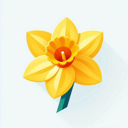 yellow daffodil on a white background. vector illustration.のイラスト素材