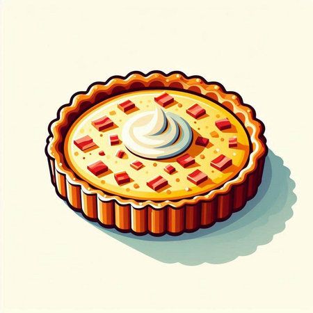 Vector illustration of a pie with whipped cream on a white background.のイラスト素材
