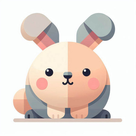 Cute cartoon rabbit. Vector illustration in flat style. Funny animal.のイラスト素材