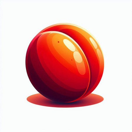 Vector illustration of a red and orange glossy sphere on white background.のイラスト素材