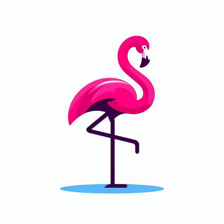 Pink flamingo on a white background. Vector illustration in flat style.のイラスト素材