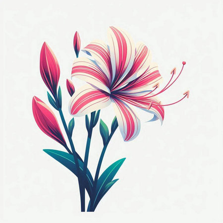 Beautiful lily flower on a light background. Vector illustration.のイラスト素材