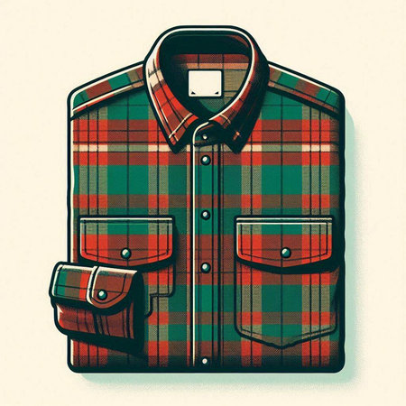 Stylish men's shirt with plaid pattern. Vector illustration.のイラスト素材