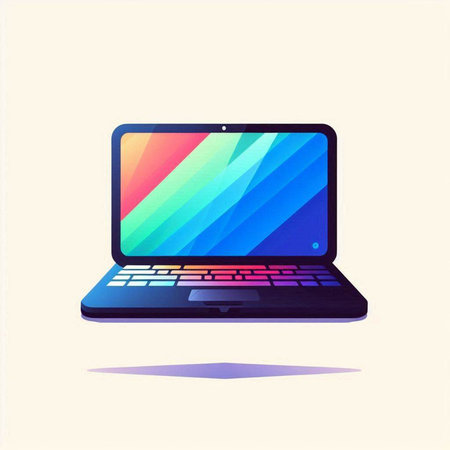 Laptop computer with colorful screen. Vector illustration. Eps 10.のイラスト素材