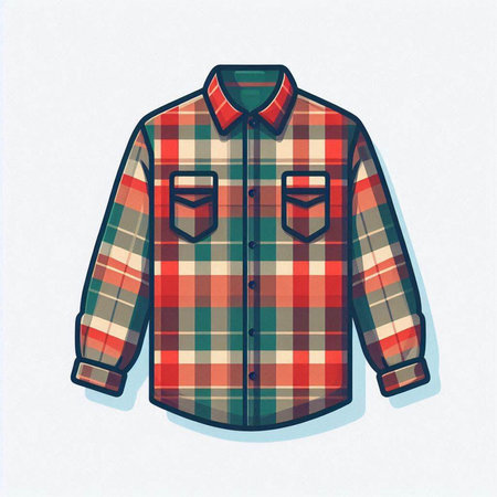 Vector illustration of checkered shirt isolated on a white background.のイラスト素材