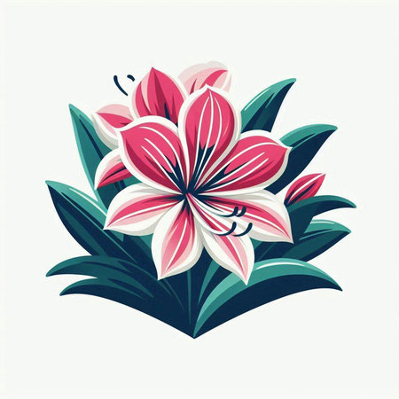 Vector illustration of pink lily flower isolated on white background. Element for design.のイラスト素材