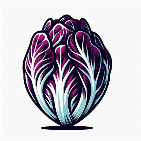 Illustration of a purple cabbage on a white background, vector illustrationのイラスト素材