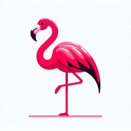 Pink flamingo on a white background. Vector illustration of a flamingo.のイラスト素材