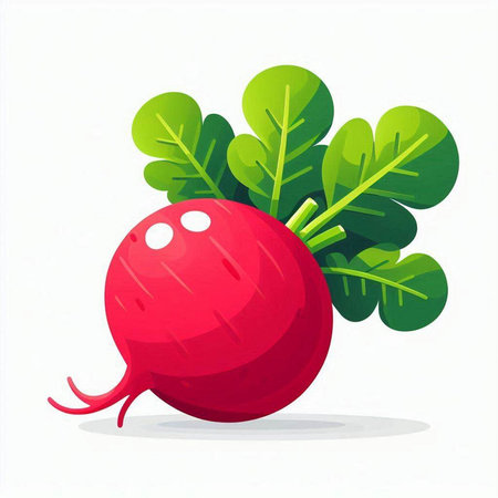 Radish with leaves isolated on a white background. Vector illustration.のイラスト素材