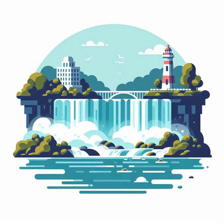 Niagara Falls, United States of America. Flat style vector illustration.のイラスト素材