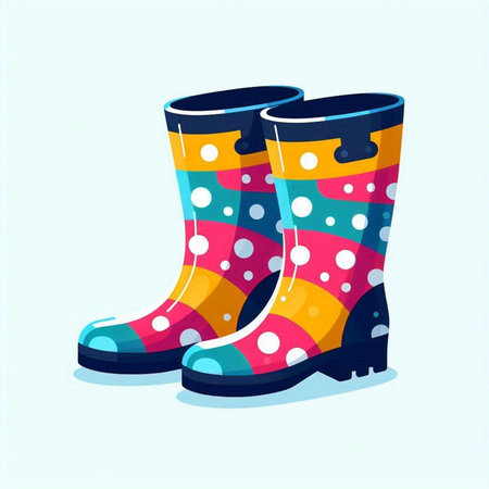 Rubber boots with colorful pattern. Vector illustration in cartoon style.のイラスト素材