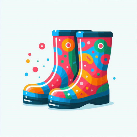 Rain boots isolated on white background. Vector illustration in flat style.のイラスト素材
