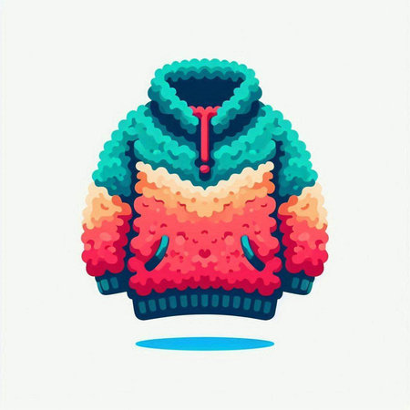 Funny knitted sweater with a hood. Vector illustration for your designのイラスト素材
