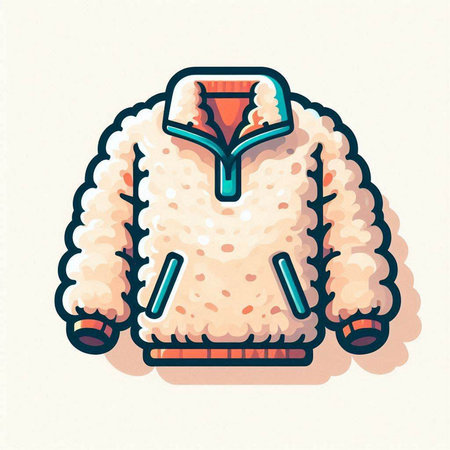 Mountain sheepskin coat. Vector illustration of a sheepskin coat.のイラスト素材