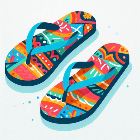 Hand drawn flip flops. Vector illustration in watercolor style.のイラスト素材