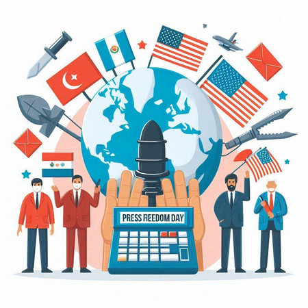 Flat design vector illustration concept of international travel and tourism. Business people working around the world.のイラスト素材